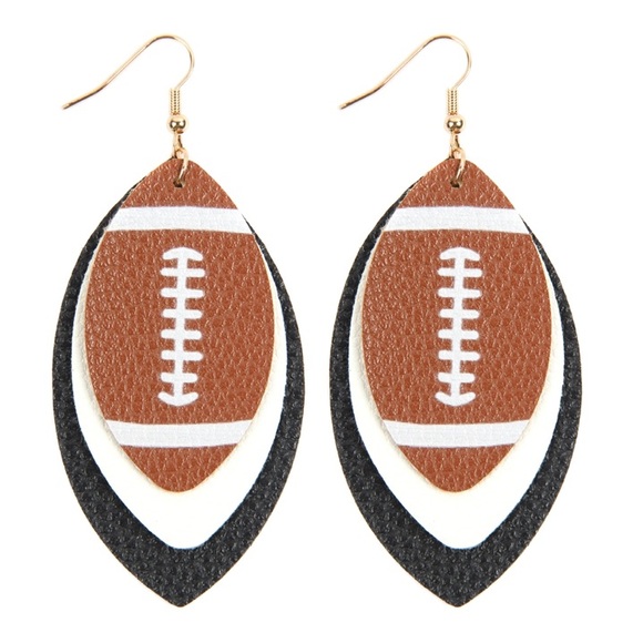 Layered Leather Football Earrings 🏈 - Picture 1 of 5